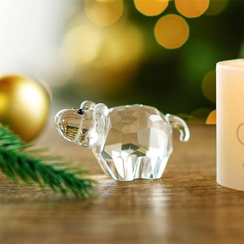 HD Pink Crystal Butterfly Figurine with Crystal Ball Base and Hippopotamus Collectibles