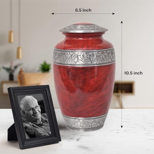 Home Elm Red Cremation Urn for Adult Ashes - Holds 210 Cubic Inches