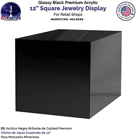 Glossy Black Acrylic Display Riser with One Open Side