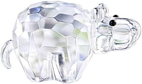 HD Pink Crystal Butterfly Figurine with Crystal Ball Base and Hippopotamus Collectibles