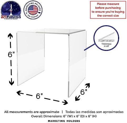 Clear Acrylic Riser Platform 6 Inch Square Display Stand