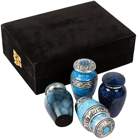 Mini Urns Set of 4 for Human Ashes Blue