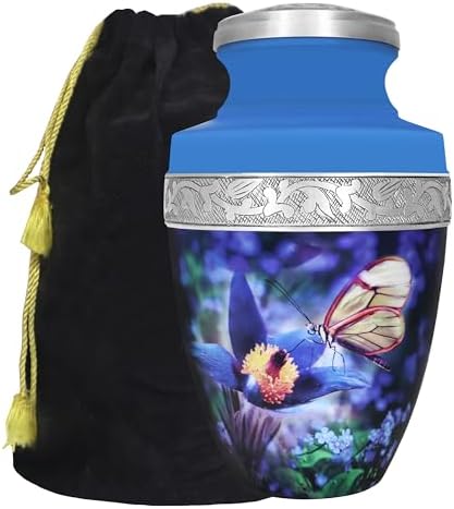 M MEILINXU Urn with Butterflies Blue Large