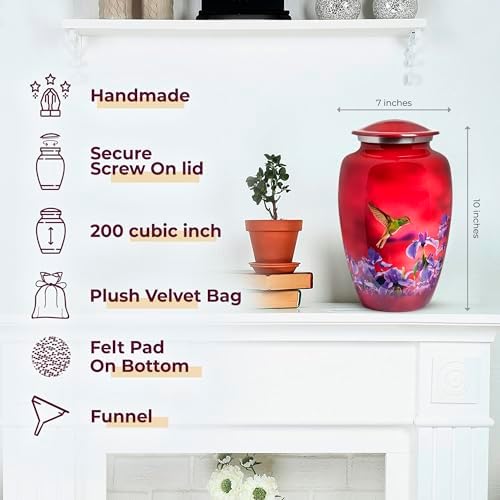 Trupoint Memorials Large Red Hummingbird Cremation Urn