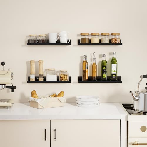 4 Pack Gold Metal Floating Wall Shelves for Decor