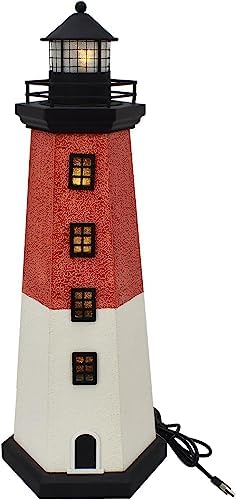 Morning View Lighthouse Decor 1625 Red Wooden Nautical Figurine