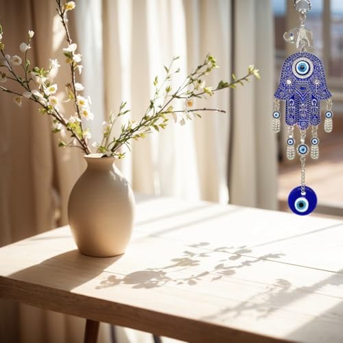 Betterdecor Blue Evil Eye Hamsa Hand Hanging Amulet