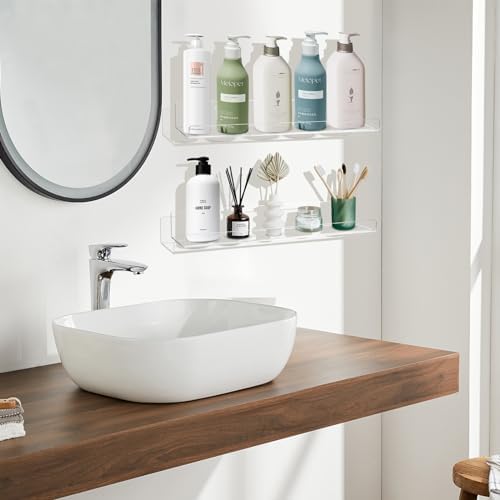Dezzer 4 Pack Floating Acrylic Shelves for Wall