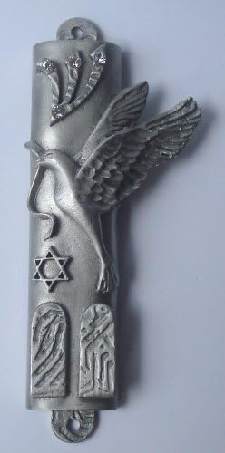Pewter Mezuzah with Crystal Dove