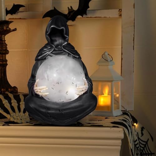 Gothic Reaper Crystal Ball with Floating Bats