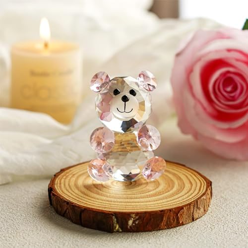 HD Crystal Butterfly Figurine with Base and Little Bear Ornament Collection