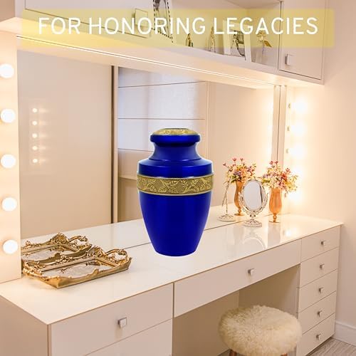 Metal Alloy Decorative Urns for Human Ashes - Blue Gold