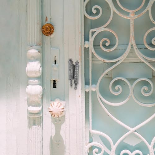 PRETYZOOM Pewter Mezuzah Scroll Decor for Front Door