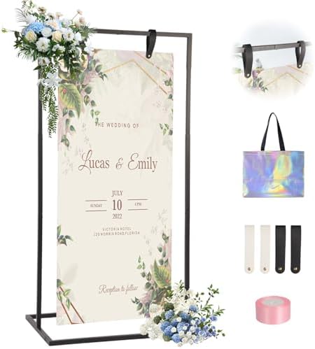 Adjustable Wedding Sign Stand with 4 Leather Straps
