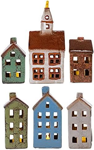 Mark Feldstein Village Houses and Church LED Tea Light Set 12 Pieces