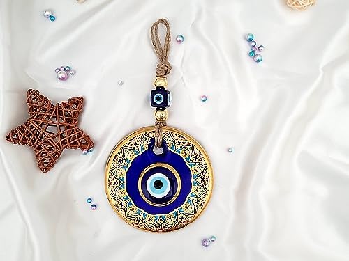 Candymosa 43 Inch Blue Evil Eye Gold Wall Hanging