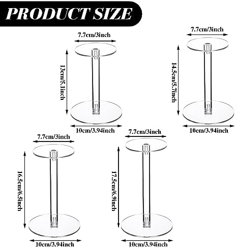 Soaoo 4 Round Acrylic Display Stands Set for Jewelry Hats Watches