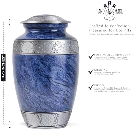 YATSKIA Blue Metal Urn for Ashes Mom Dad