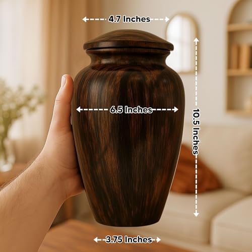 Funny Cremation Urn with Painted Wood Finish and Aluminum Build