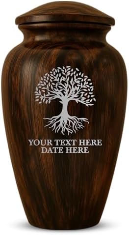 Custom Cremation Urn with Painted Wood Finish and Tree of Life Design