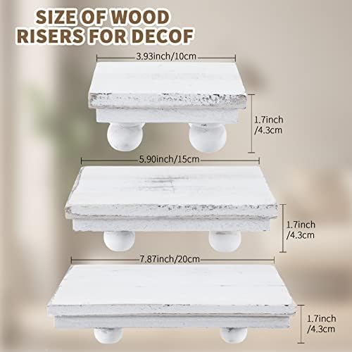 Thyle 3Pcs Square Wooden Tiered Display Riser Stands
