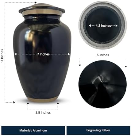 Custom Large Adult Cremation Urn with Gold Rim and Personalized Frame