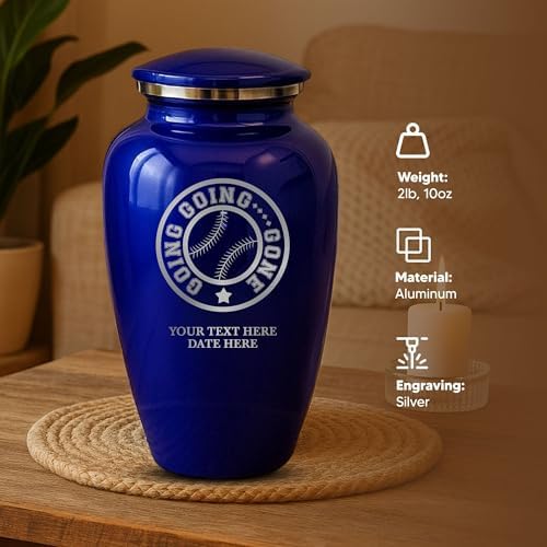 Custom Cremation Urn with Baseball Design Purple