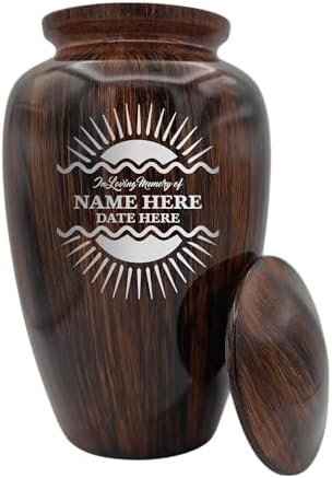 Custom Metal Urn with Painted Wood Finish and Sunbeam Design