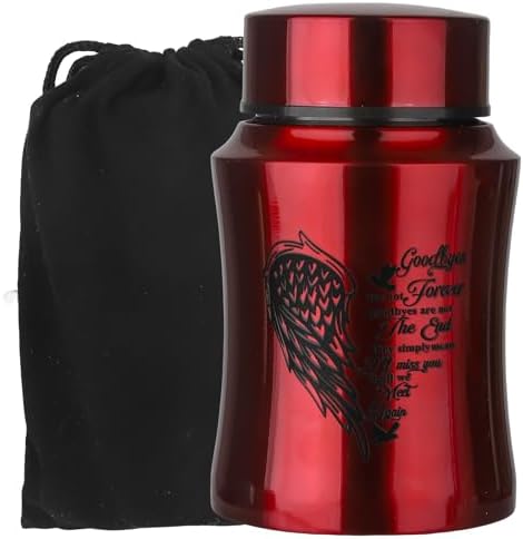 45 Inches Medium Urn for Human Ashes - Red Heart Angel Wings Design