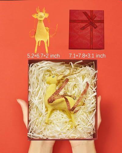 Handmade Crochet Sika Deer Figurine Yellow