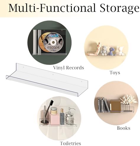 RLAVBL 7 Pack Acrylic Floating Shelves for Home Storage
