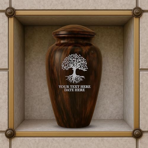 Custom Cremation Urn with Painted Wood Finish and Tree of Life Design