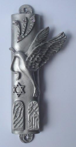 Pewter Mezuzah with Crystal Dove