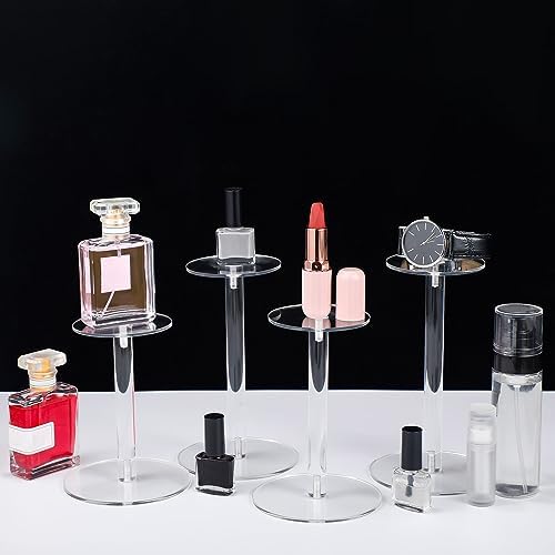 Soaoo 4 Round Acrylic Display Stands Set for Jewelry Hats Watches