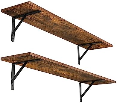 Dinzilvjl Long Wall Shelves Set of 2 Rustic Brown