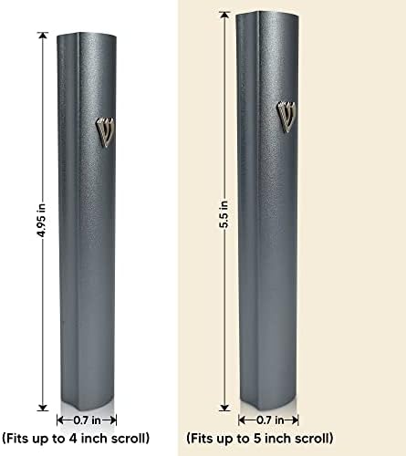 Talisman4u Gray Aluminum Mezuzah with Scroll 3D Metal Shin Decor