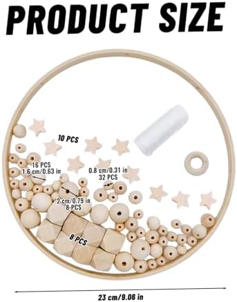 Wooden Baby Mobile Set with Bamboo Rings and Beads