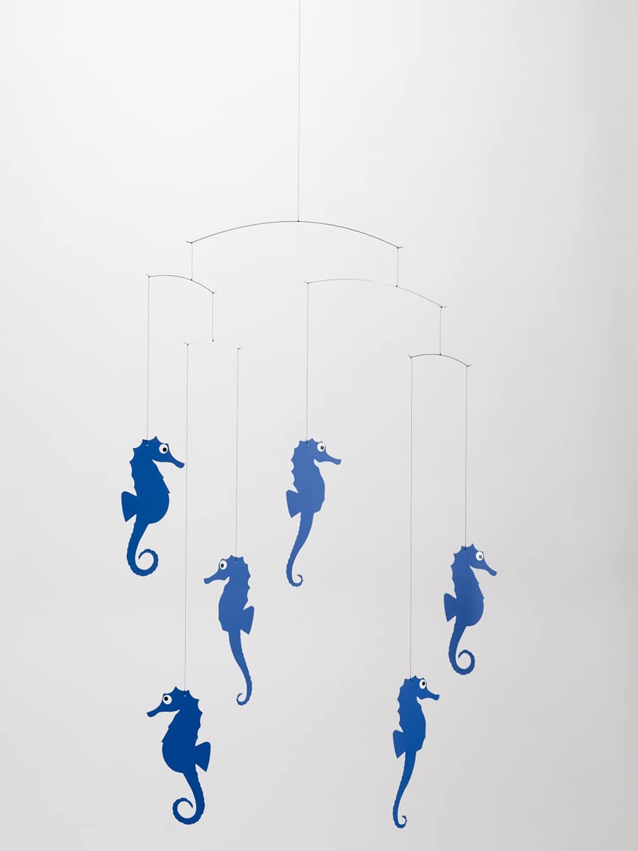 Sea Horse Blue Hanging Mobile 22 Inches Handmade Denmark