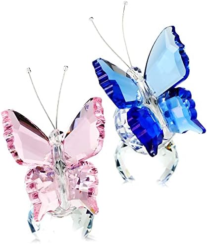 HD Crystal Butterfly Figurine Ornament with Ball Base 2pcs