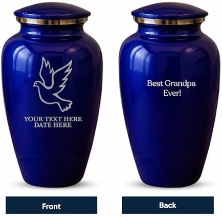 Custom Purple Metal Cremation Urn with Dove Design
