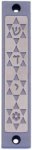 Baltinester Agayof Four Stars of David Cut-out Mezuzah 2x10cm Gray