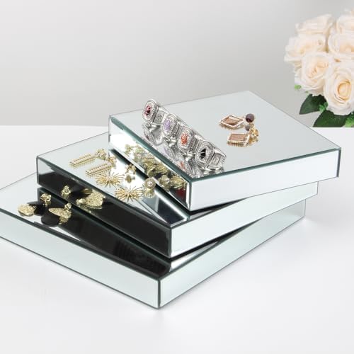Silver Mirror Display Riser Stand Set 3 Sizes