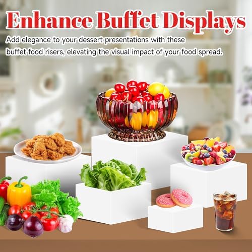 8 Acrylic Cube Display Risers with Hollow Bottoms for Buffet Tables