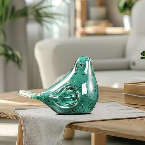 Handmade Glass Bird Figurine Dark Green