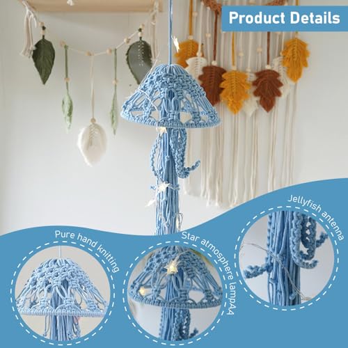 Gcroet Jellyfish Macrame Wall Hanging with LED Light