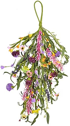 25in Artificial Daisy Teardrop Swag Front Door Decor