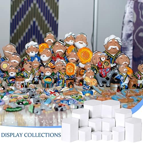 Jetec Hexagonal Jewelry Display Risers - 6 Sizes 12 Pieces White