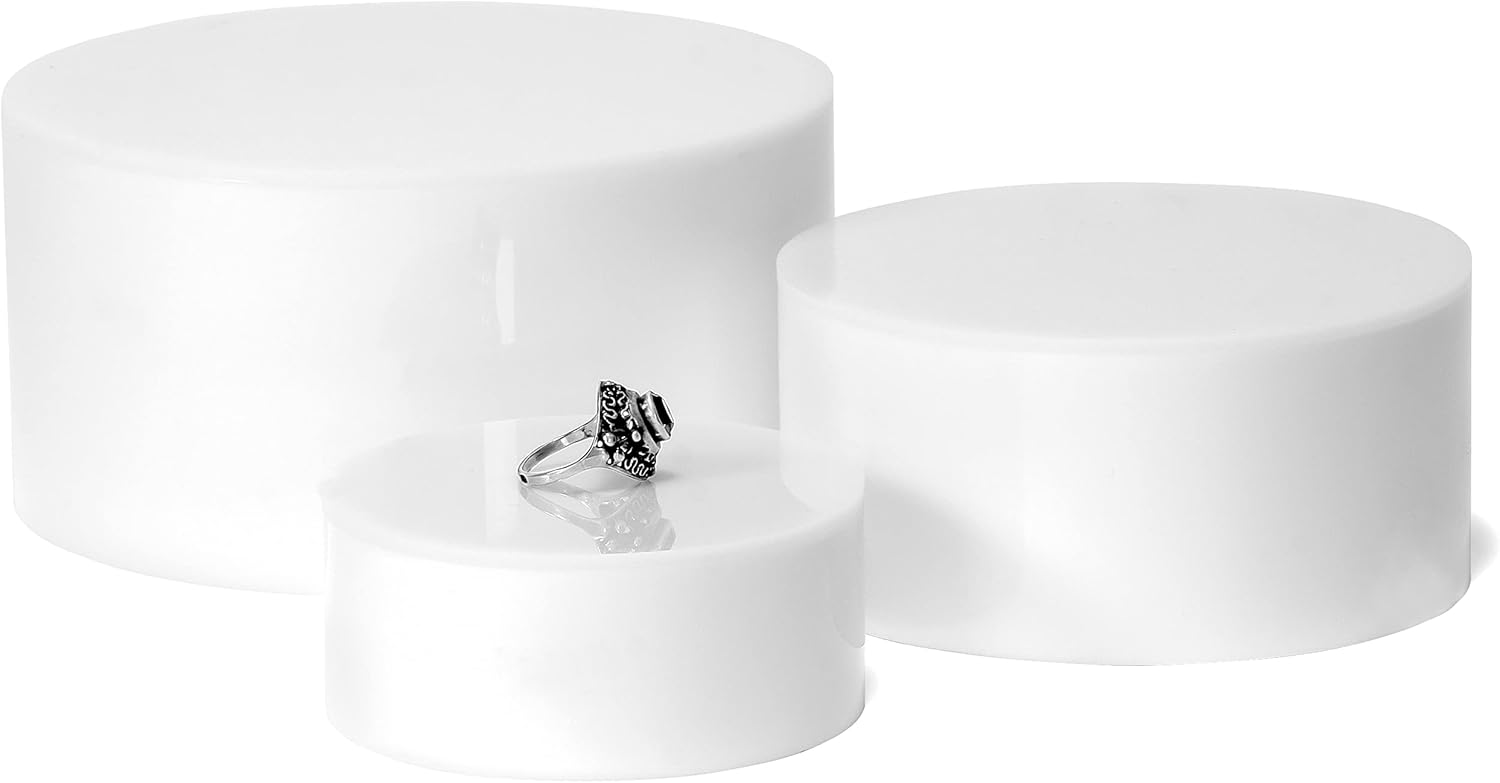 Red Co 3-Pack Acrylic Round Cylinder Display Riser Stands with Hollow Bottoms