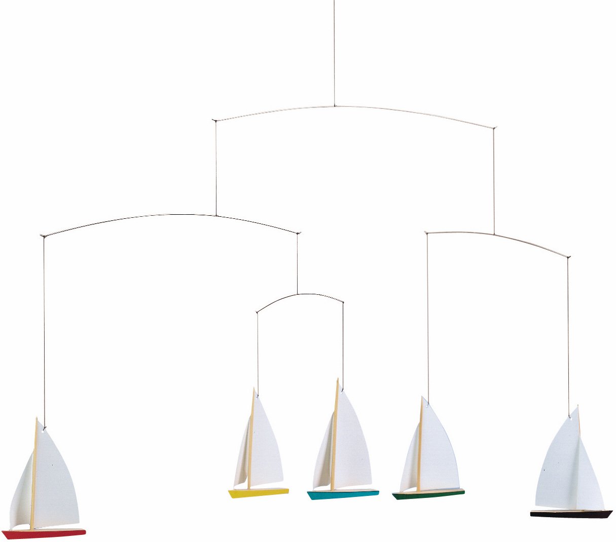 Flensted Mobiles Dinghy Regatta 5 Hanging Mobile 26 Inches Beech Wood Handmade Denmark