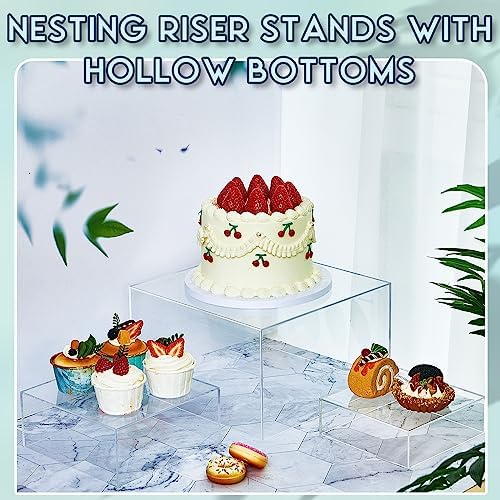Sintuff 5 Pcs Acrylic Buffet Risers Display Stands